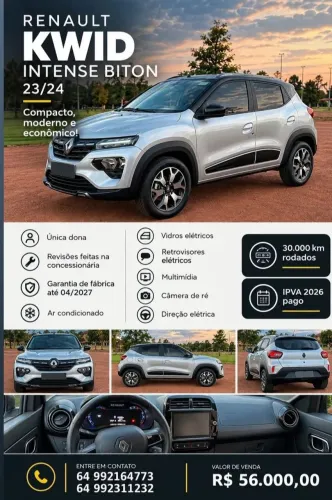 Renault Kwid Intense 1.0 Flex 12V 5P Mec. 2024