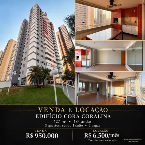 Apartamento com 3 quartos, disponível para venda e locação - Jardim das Américas - Cuiabá-