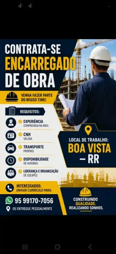Contrata-se encarregado de obra 