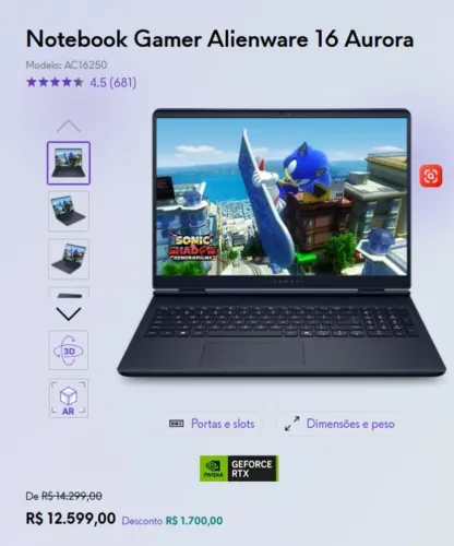 Notebook Gamer Alienware 16 Aurora