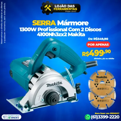 Serra Mármore 1300W Profissional Com 2 Discos 4100Nh3zx2 Makita