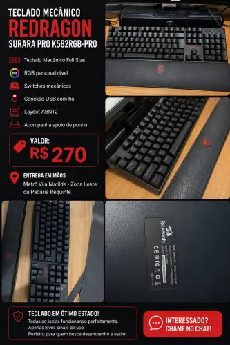 Teclado Mecânico Redragon Surara Pro