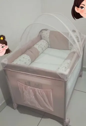 Chiqueirinho burigotto berço serenata rosa com regulagem de altura