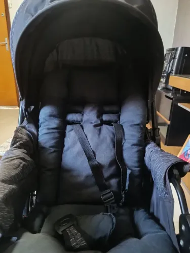 Carrinho de Bebe Travel System Duo Reverse Preto Rajado /  Bebê Conforto Separad Cosco Kid