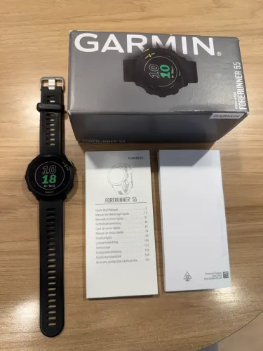 Relógio Garmin Forerunner 55 Monitor Cardíaco E Gps 42mm Black Mesh Black Preto