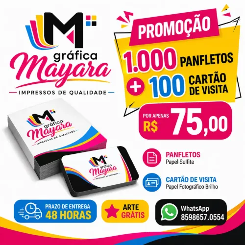 1.000 panfletos + 100 cartão de vista 75,00
