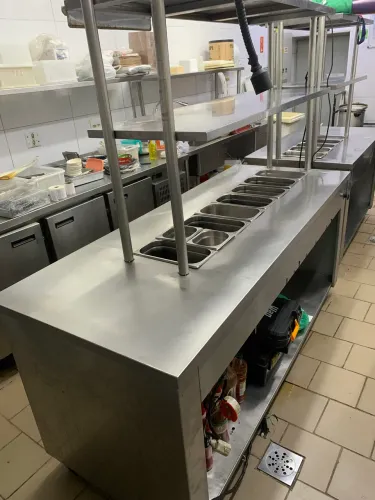 Bancada aço inoxidável 304 com pista fria e pista quente