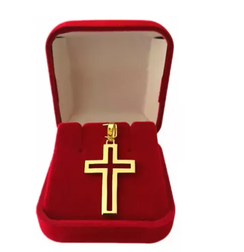 Pingente Ouro 18 Kilates Cruz Peso 3.30 Gramas 3,40 mm