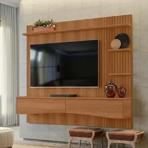 Painel Para TV 65 Polegadas 180cm Europa Lukaliam Jequitiba Ripado