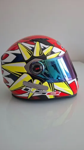 Capacete Ls2 Ff358 Sebastian Porto Branco/amarelo/vermelho - TAMANHO 58