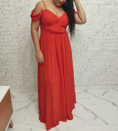 Vestido festa laranja Veste até 44