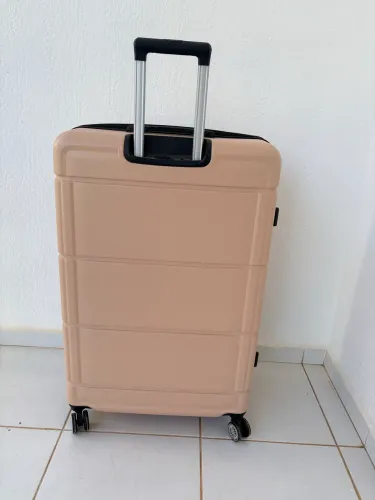 Mala grande de viagem rosa claro 