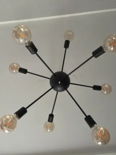 Luminária átomo preta + 8 lâmpadas sem detalhes 