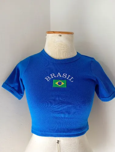Cropped azul Brasil 