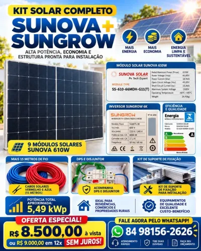 Kit completo energia solar
