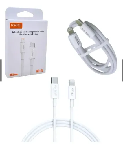 Cabo USB de 1 metro Kaidi KD-26 Tipo C para Lightning