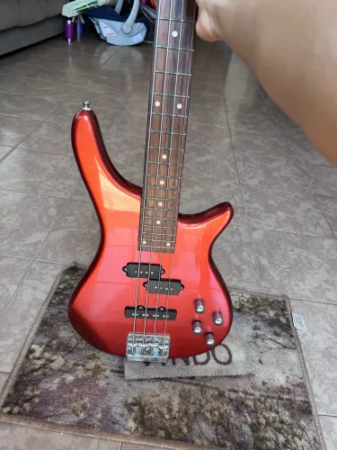 Contrabaixo Elétrico 4 Cordas, Memphis, Vermelho metálico, Com Amplificador Master BX-1.08