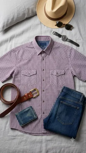 Camisa masculina Xadrez manga curta para o São João