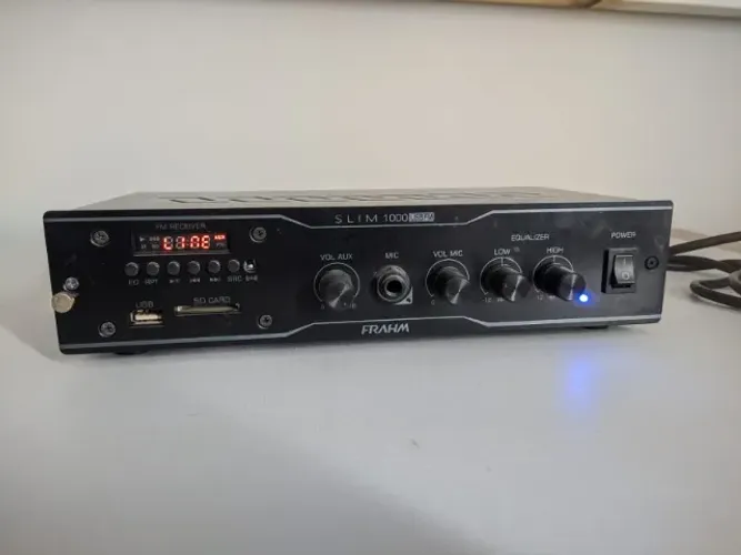 Amplificador Receiver c/ 5 Caixas De Som Ambiente Frahm Slim 1000 USB FM