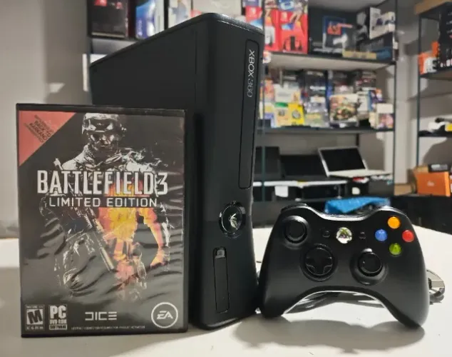 Xbox 360 Slim bloqueado, 1 controle e 1 jogo originais, parcelo no cartão