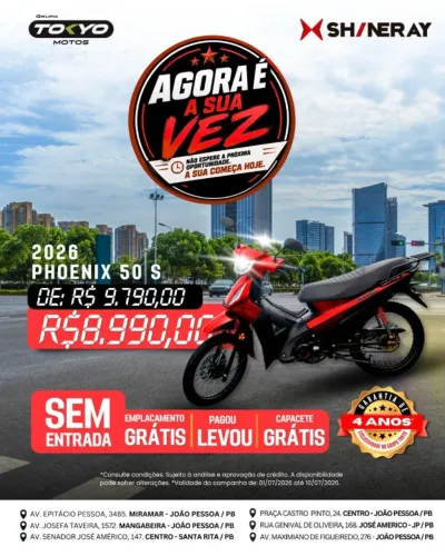 Phoenix 50s 2026 - Financiamento Zero Entrada - 1° Emplacamento gratuito