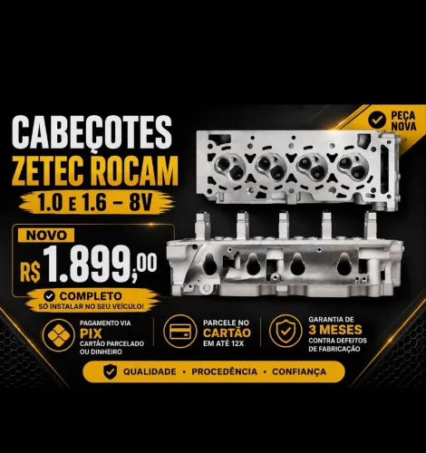 Cabeçote Zetec Rocam 8v 1.0 e 1.6 Novo Completo 