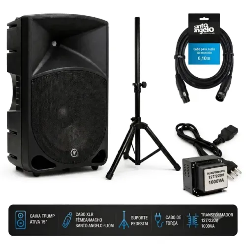 ACEITO PROPOSTAS!!! Kit Caixa Som Ativa Thump 15" Profissional Mackie 1000w+acessorios