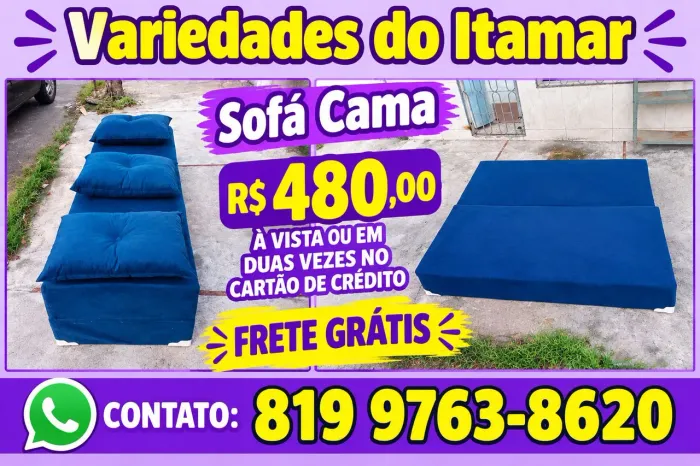Sofá-cama em perfeito estado valor à vista 480 ou em duas vezes no cartão frete grátis
