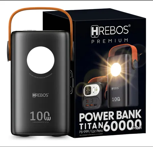 Power Bank 100w 60.000mah Usb C Para Starlink Mini Notebook Preto