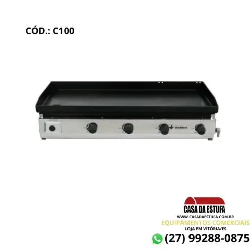 Chapa Bifeteira a Gás e com 4 Queimadores 4,76mm 100 X 51 cm - C100 - Venâncio
