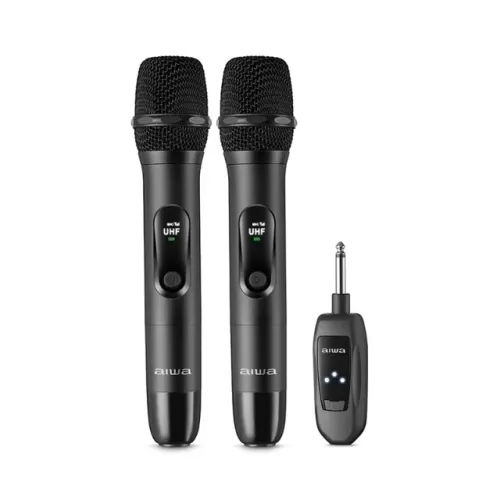 Microfone sem Fio Aiwa Wirelles 2 unidades AWS-MIC01 - Preto