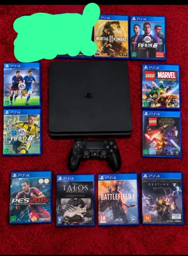 PS4 Slim 500GB + 1 Console + 9 Jogos Originais | Bom estado Aberto a Negociaçoes