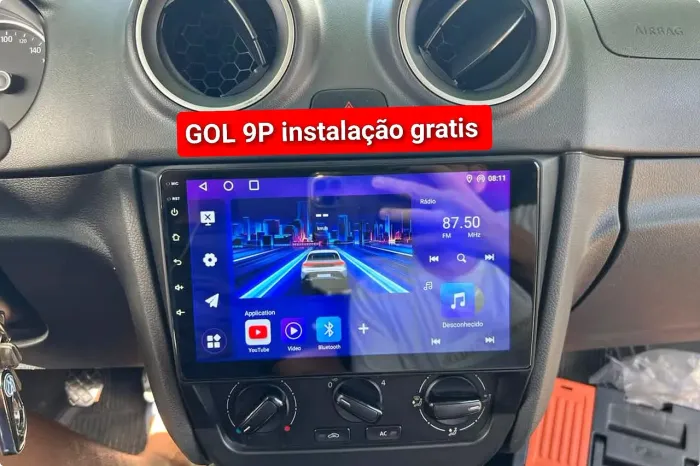 Multimídia GOL 9P Android 2ram 32g carplay YouTube Netflix Wi-Fi waze Bluetooth