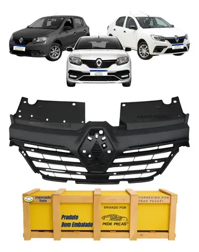 Grade Radiador Renault Logan Sandero 2020 21 22 23 24 2025 Preto