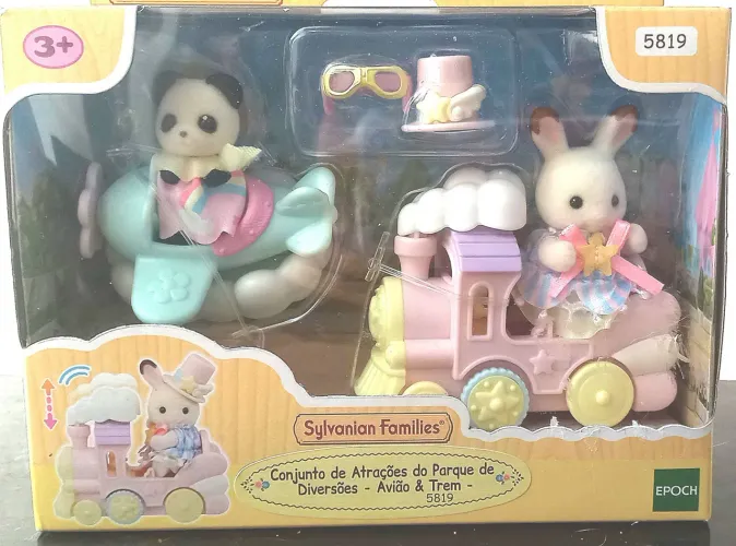 Sylvanian Families - conjunto atrações do parque de diversões-avião e trem