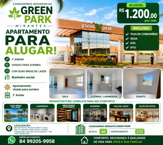 Alugo apartamento Condomínio residencial Green Park