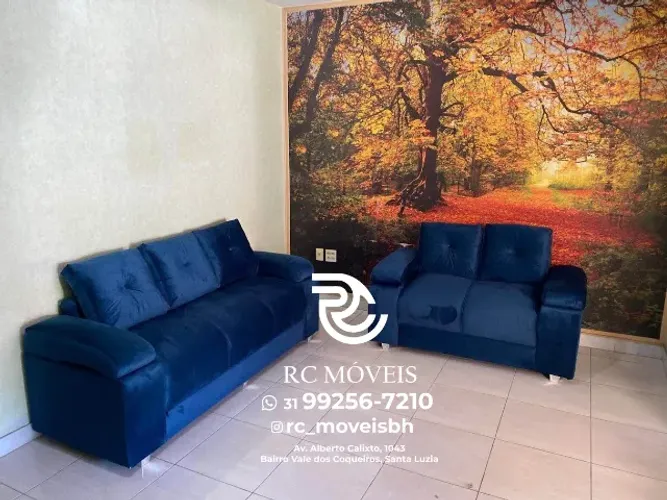 Sofá 2 e 3 Lugares Sonata Braço Fofão Suede D33 - Conjunto Sala