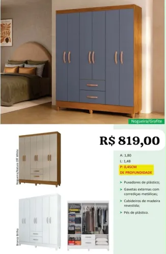 Guarda Roupa 6 portas 2 gavetas - Promoção 