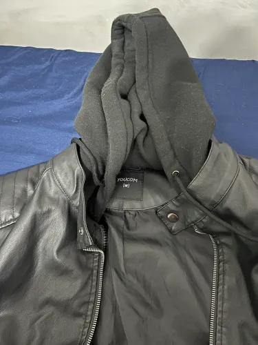 jaqueta preta youcom poliuretano capuz moletom