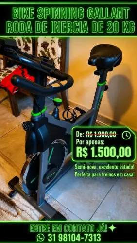 Bicicleta Spinning 20 KG Gallant Power Pro<br>Mecânica Roda De Inercia 20kg