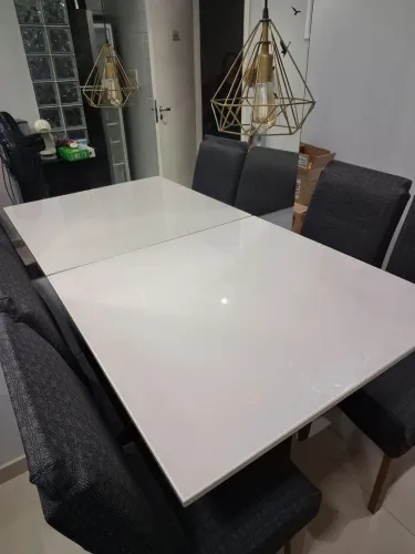 Mesa de Jantar com vidro off white - 90cm