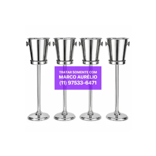 4x Balde de Gelo Com Suporte Em Pé De Aço Inoxidável - Kit de 4 Peças