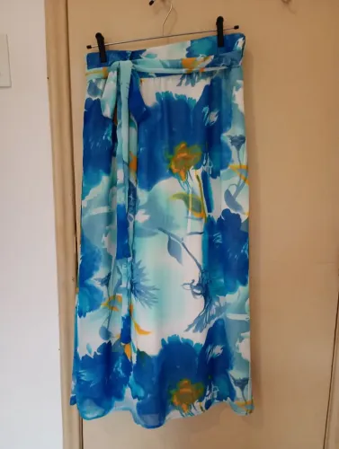 Saia longa estampada de chiffon 