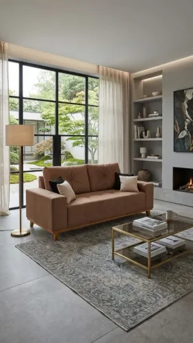 Sofá retrô quadrado 3 lugares com base de madeira e 4 almofadas decorativas grátis