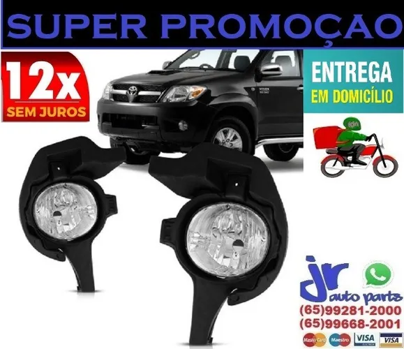 Par Farol de Milha Hilux SR 2005 2006 2007 2008 Auxiliar Neblina
