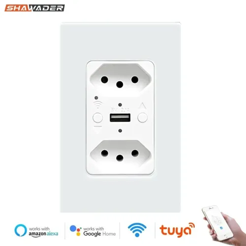 Tomada Inteligente Wifi Tuya, Compatível com Alexa, Aplicativo 