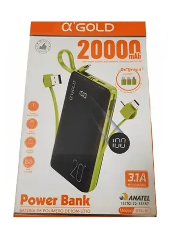 Carregador Portátil Power Bank Portable Charger 20000mah A Gold Celular