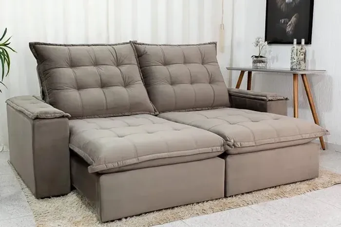 Sofá Retrátil Reclinável Atenas 2.50m D33 e Molas Ensacadas rf54