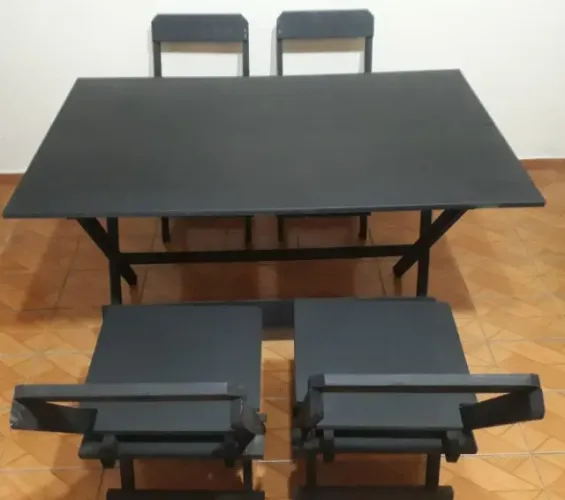 Mesa 1,20x0,70m dobrável com 4 ou 6 cadeiras, direto do fabricante