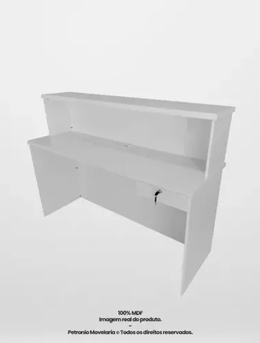 Bancada de recepção reta com frente amadeirada tampo de 30mm